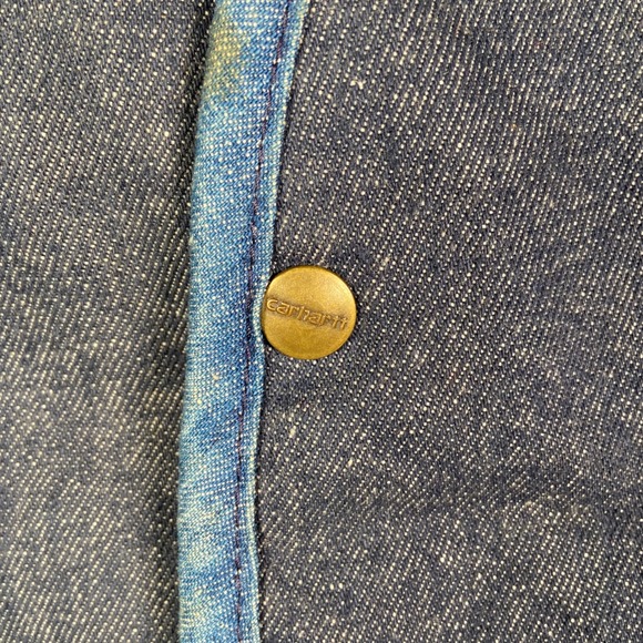 Vintage Carhartt Denim Sherpa Lined Vest Blue Tae Kwon Do Patches Mens - Picture 5 of 15